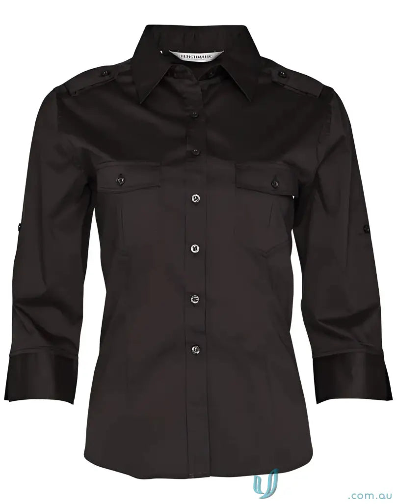 Ladies Military 3Q Shirt black sleeve military shirt for women m8913 spirit ladies 3qtr