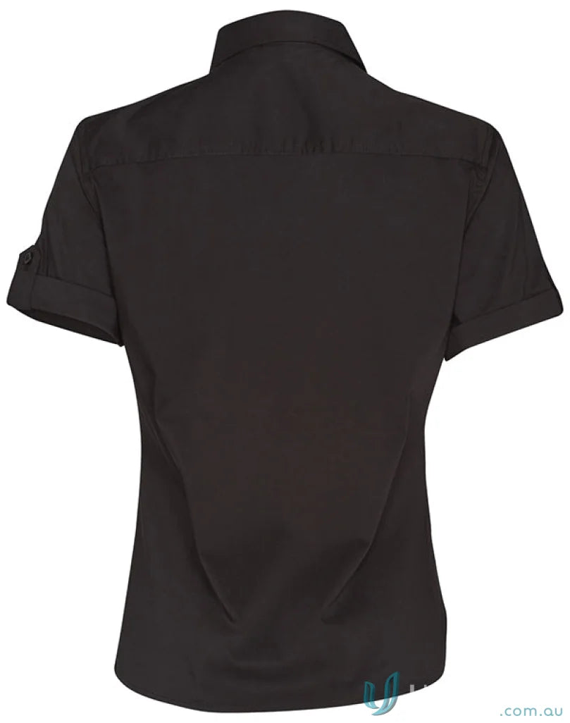 Black short-sleeved military shirt for women from Winning Spirit Ladies, model M8911 Women’s Short