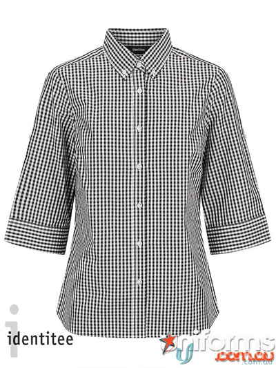Black and white gingham button-down shirt from Ladies Miller Gingham collection, W47Q check shirt
