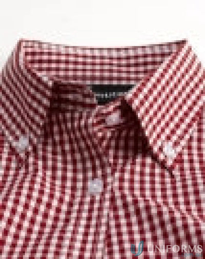Red and white gingham check Ladies Miller Gingham SS Check Workwear Shirt
