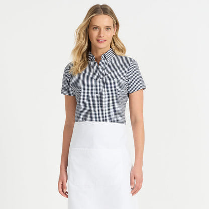 Ladies Miller Gingham SS Check Shirt in blue and white gingham check with pocket detail for casual workwear