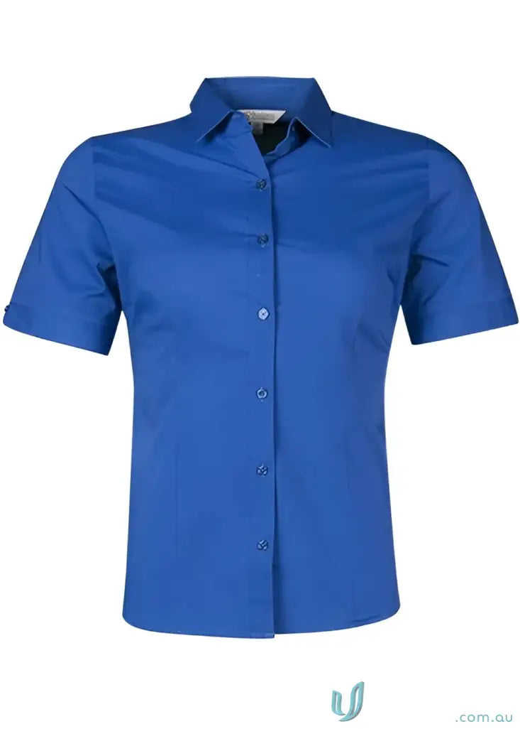 Blue short-sleeved Mosman shirt perfect for uniforms and workwear for ladies