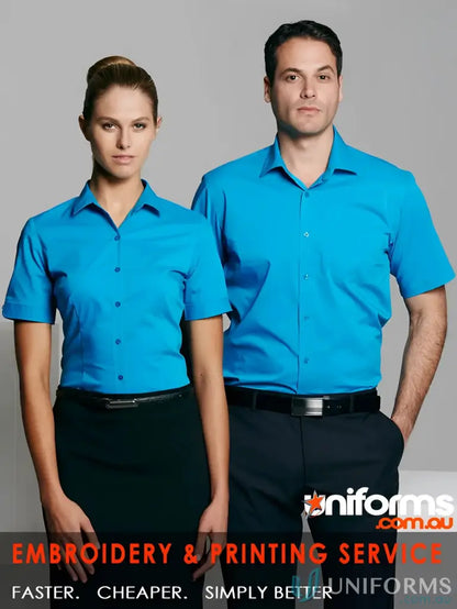 Matching blue Mosman uniforms for workwear, perfect for ladies’ S/S shirts
