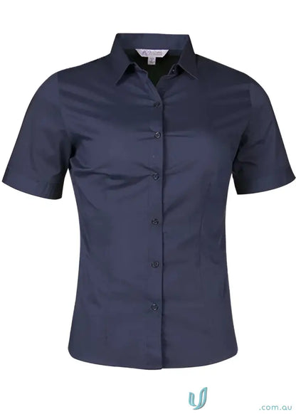 Ladies Mosman S/S Shirt in navy blue, perfect for uniforms and workwear