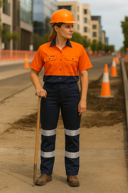 Ladies Multi Pocket Stretch Twill Pant - Navy / W(06) - WORKWEAR