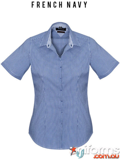 Women’s Newport short sleeve shirt in blue and white checks for all-day comfort