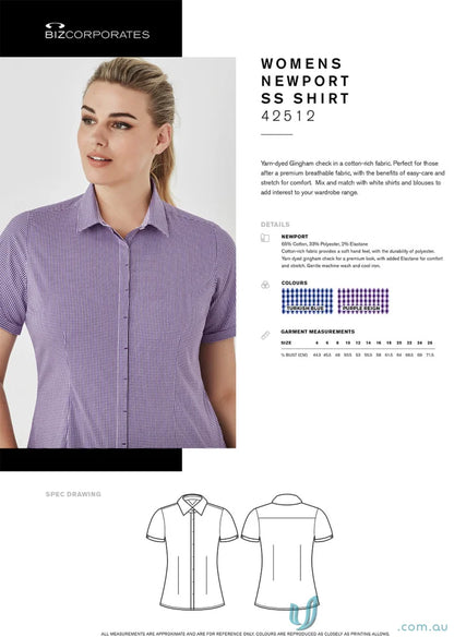 Women’s Newport short sleeve gingham shirt for all-day comfort