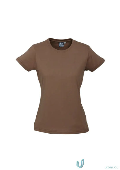 Plain brown Ladies Newport Tee from t10022 Biz Collection, ice short sleeve tee for ladies