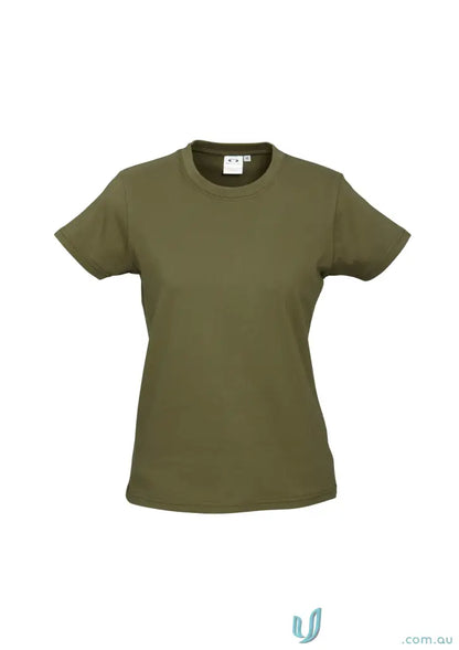 Ladies Newport Tee t10022 biz collection ice short sleeve tee in olive green