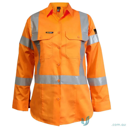 Ladies NSW Rail lightweight orange long-sleeved work shirt with reflective stripes