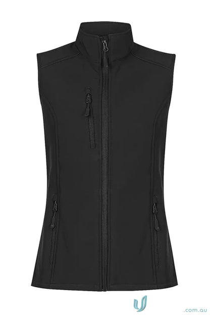 Ladies Olympus Vest black zippered softshell workwear vest for casual uniforms