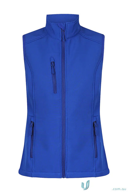 Ladies Olympus Vest blue softshell vest with zip, perfect for workwear and uniforms