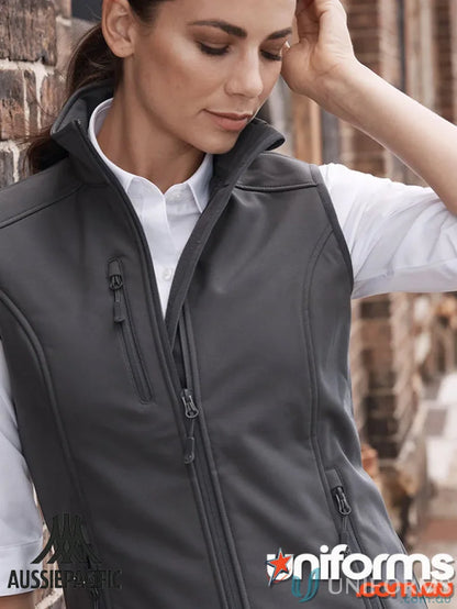 Gray softshell vest with zip, ideal for Ladies Olympus Workwear and uniforms
