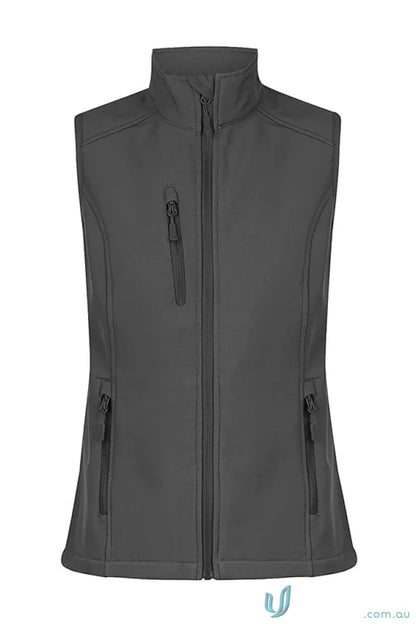 Gray softshell vest with zip from Ladies Olympus Vest, perfect for workwear and uniforms