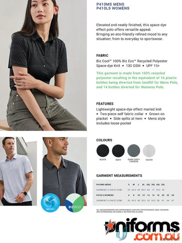 Ladies Orbit Polo made from certified recycled polyester with a cool space-dye effect