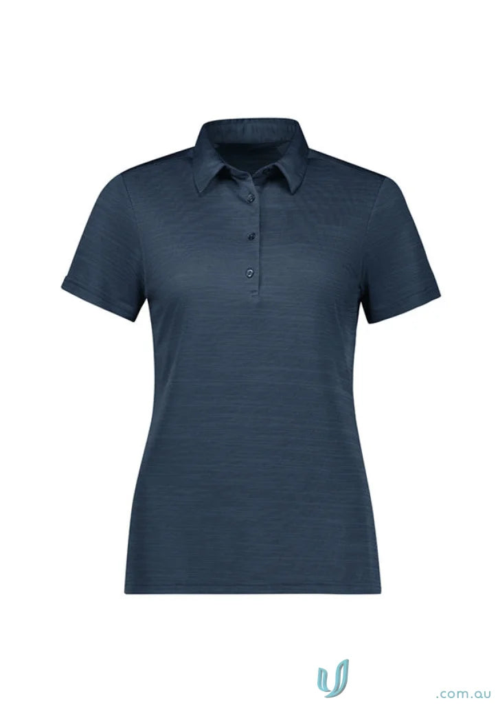 Navy blue ladies orbit polo shirt made from certified recycled polyester, biz collection ladies