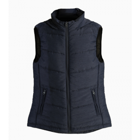 Ladies Outlander eco-thread insulated vest: navy blue quilted puffer