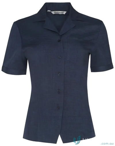 Womens cooldry short navy blue overblouse with buttons, perfect for winning spirit ladies