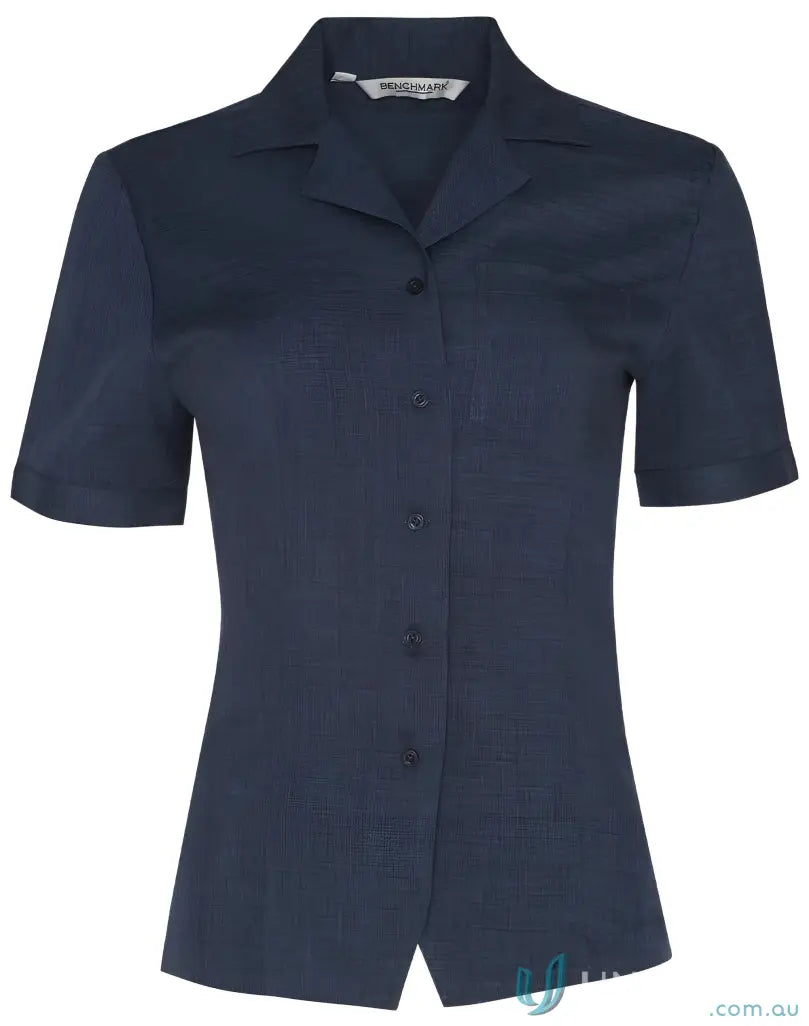 Women’s cooldry short navy blue overblouse with buttons, perfect for winning spirit ladies