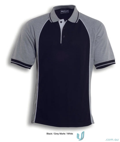 Black and gray Ladies Panel Polo shirt for a stylish ladies panel look