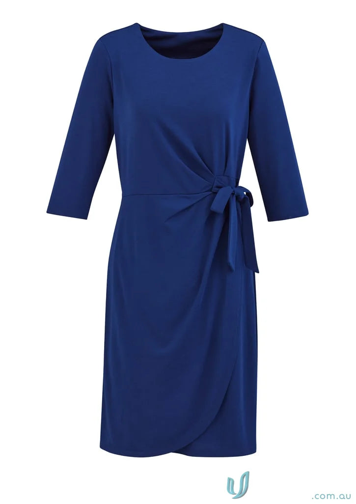 Blue wrap dress with tie from Biz Collection Women’s Ladies Paris Dress collection