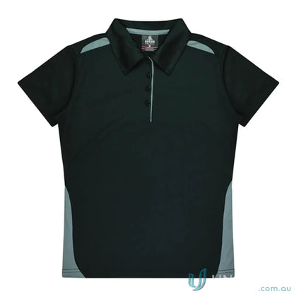 Black and gray fabric Ladies Paterson Polo, perfect for uniforms and workwear