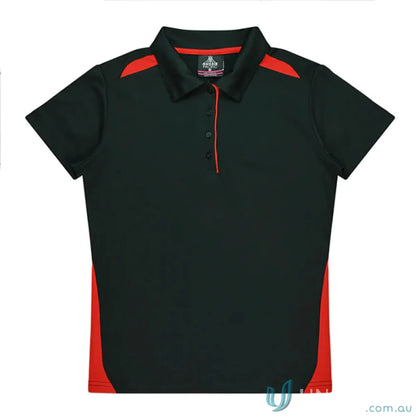 Black and red short-sleeved Ladies Paterson Polo shirt made from comfy fabric for uniforms or workwear