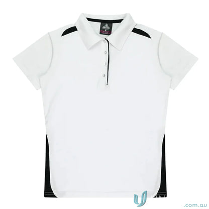 Ladies Paterson Polo in stylish black and white fabric, great for uniforms or workwear