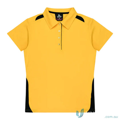 Yellow and black Ladies Paterson Polo shirt made from comfy fabric, perfect for workwear and uniforms