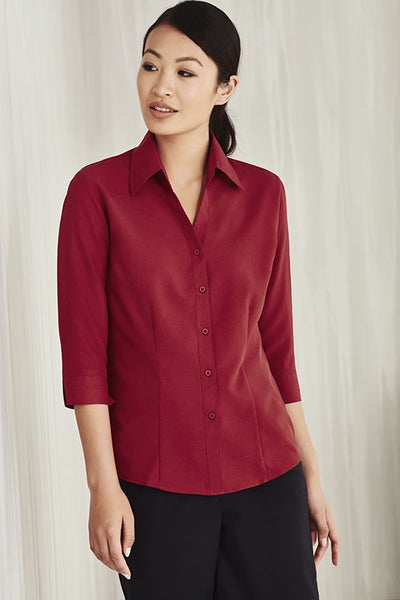 Sleek burgundy Ladies Plain Oasis 3Q shirt with moisture-wicking fabric