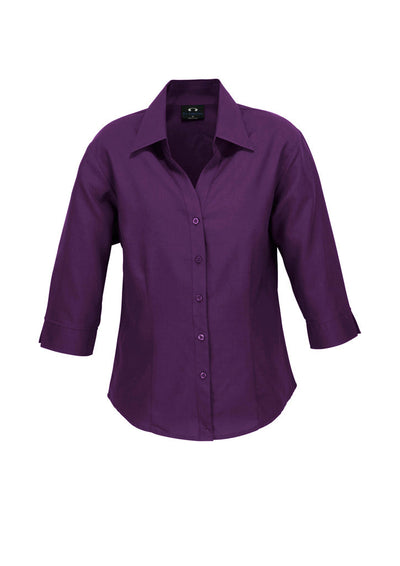 Ladies plain Oasis 3Q shirt in purple, moisture-wicking fabric
