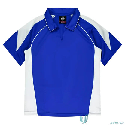 Ladies Premier Polo shirt in blue and white fabric perfect for uniforms or workwear