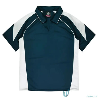 Dark blue and white fabric Ladies Premier Polo great for uniforms and workwear