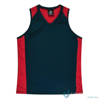Ladies Premier Singlet featuring sleeveless design with red side panels and comfortable fabric neck bind