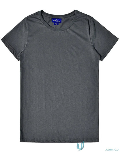 Gray crew neck t-shirt from Ladies Premium Brighton Tee made with combed cotton
