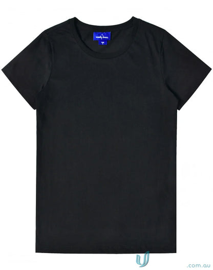 Black crew neck T-shirt from Ladies Premium Brighton Tee made of combed cotton
