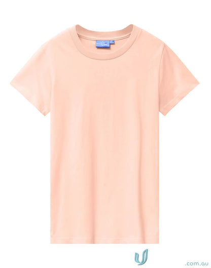 Peach-colored Brighton Premium Ladies Cotton Crew Neck T-shirt made of combed cotton