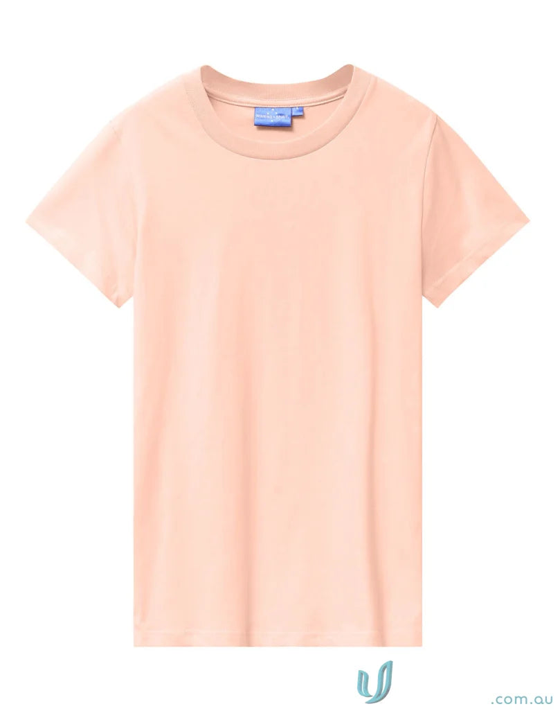 Peach-colored Brighton Premium Ladies Cotton Crew Neck T-shirt made of combed cotton