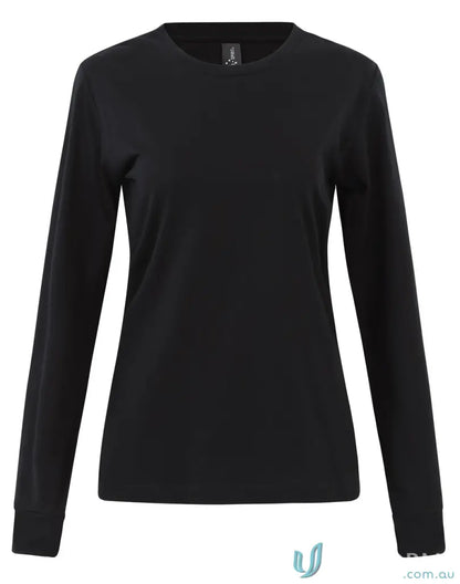 Black long-sleeved cotton face tee for ladies, premium cotton face TS48 style