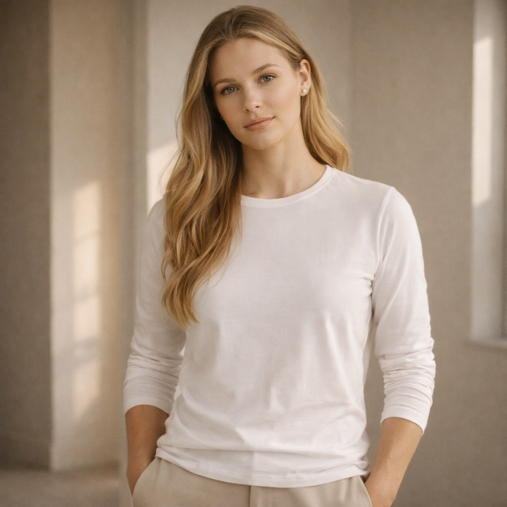 Ladies Premium Cotton Face LS Tee