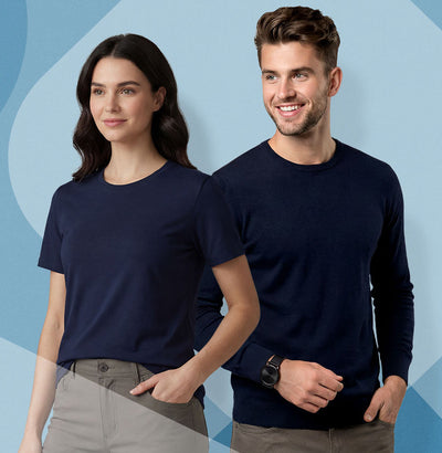 Winning spirit ladies premium navy blue crew neck tees, short and long sleeve