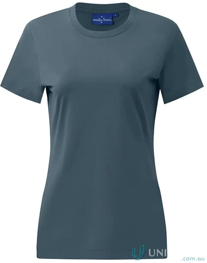 Ladies Premium Mornington T-Shirt in solid blue-gray, perfect for winning spirit ladies