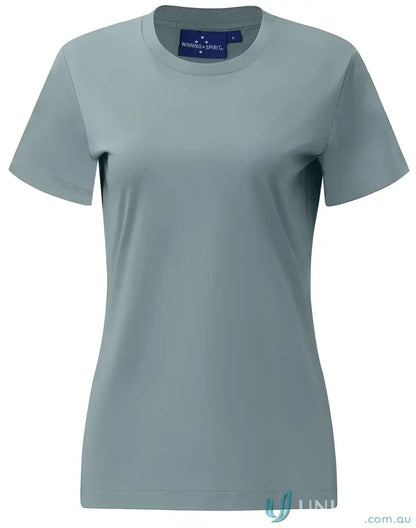 Gray crew neck t-shirt from Ladies Premium Mornington collection featuring winning spirit ladies design