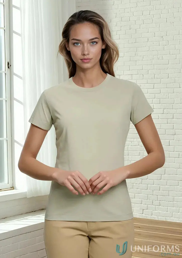 Ladies premium Mornington T-Shirt worn by a woman, showcasing winning spirit ladies premium style