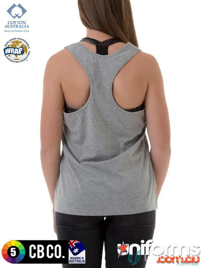 Gray women’s racerback tank top, measure length and size for a perfect fit