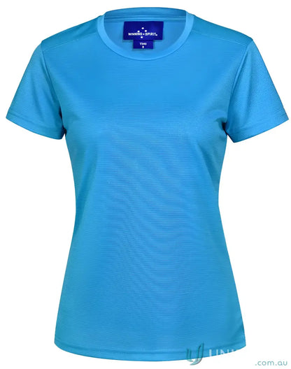 Women’s sky blue rapidcool ultra light tee with short sleeves and crew neck