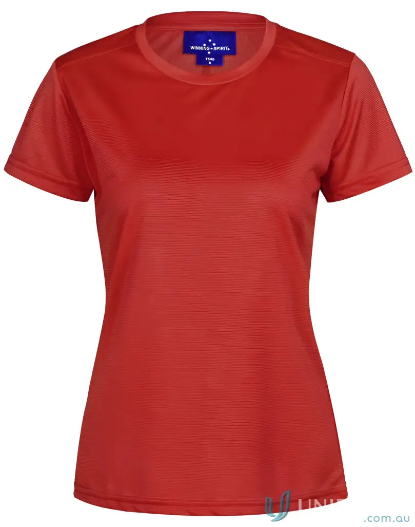 Red short-sleeved athletic t-shirt for women from Ladies RapidCool Ultra Light Tee collection