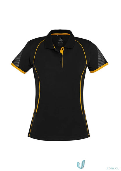 Ladies Razor Polo from Biz Collection Ladies with yellow accents and mesh sides