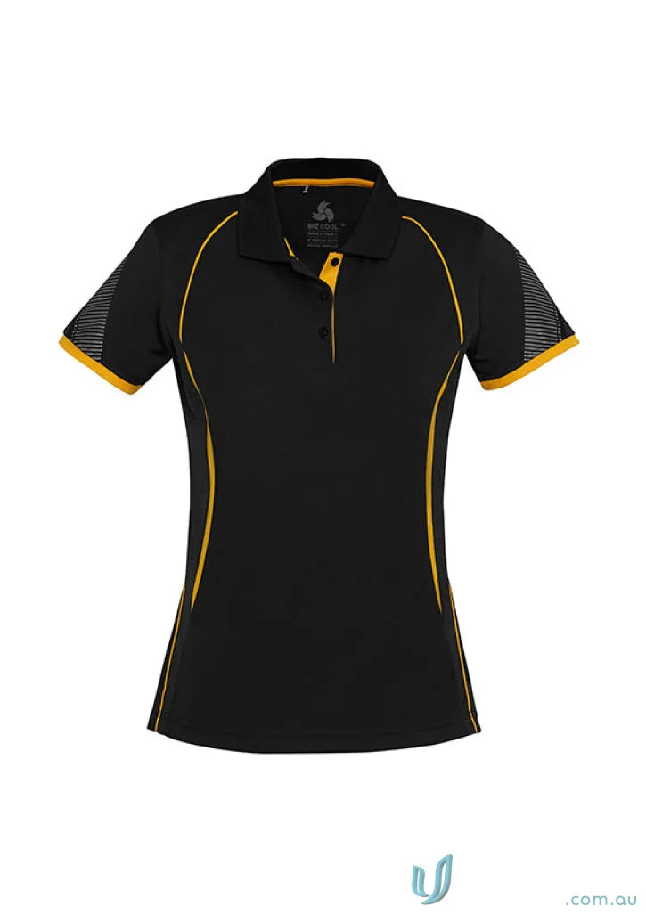 Ladies Razor Polo from Biz Collection Ladies with yellow accents and mesh sides