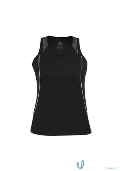 Black athletic tank top from Ladies Razor Singlet SG407L Biz Collection for ladies